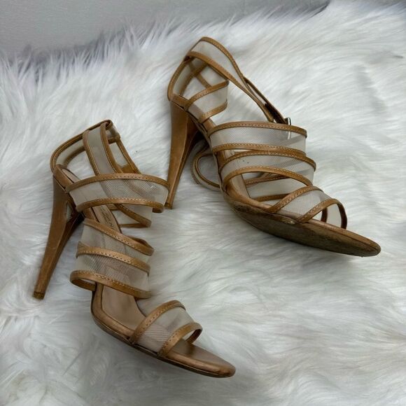 Loeffler Randall Paige Mesh Nude Strappy Heel 7.5 - Picture 7 of 9